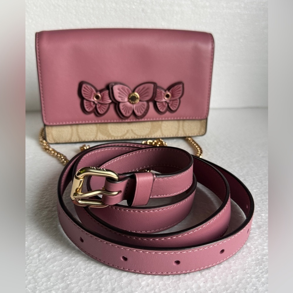 Coach Flap Belt Bag In Signature Canvas With Butterfly Applique - Picture 6 of 14